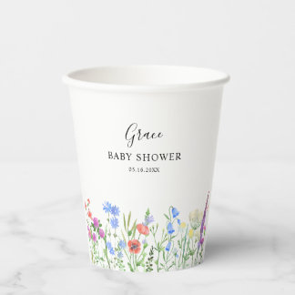 Mehrfarbige Wildblumen-Baby-Shower-Feier Pappbecher