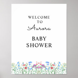 Mehrfarbige Wildblumen-Baby-Shower-Feier Poster
