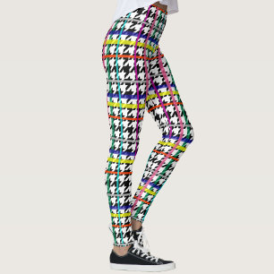 mehrfarbige Zeilen zum Karierten Hahnentrittmuster Leggings