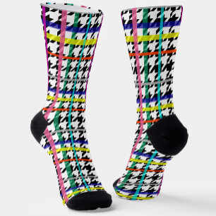 mehrfarbige Zeilen zum Karierten Hahnentrittmuster Socken