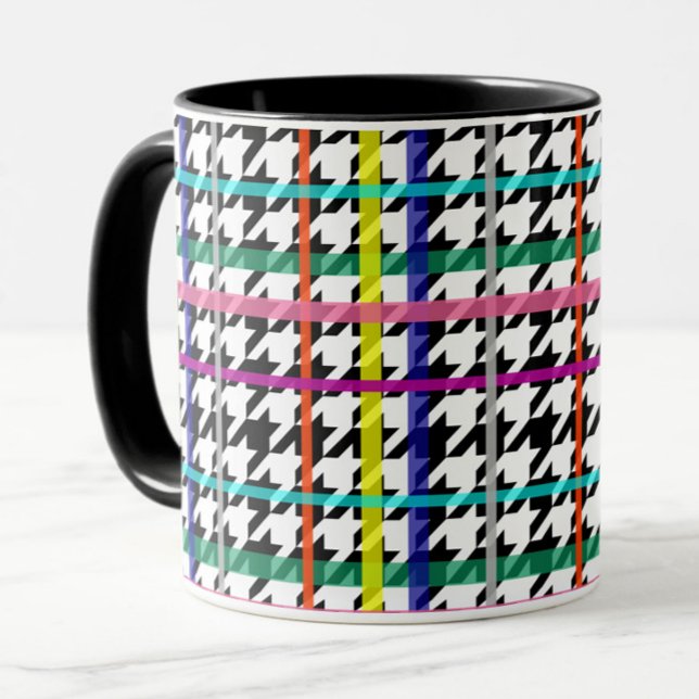 mehrfarbige Zeilen zum Karierten Hahnentrittmuster Tasse (Von Creator hochgeladen)