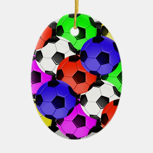 Mehrfarbiger American Soccer oder Football Keramikornament (Vorne)