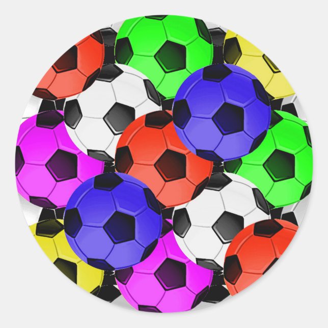 Mehrfarbiger American Soccer oder Football Runder Aufkleber (Vorderseite)