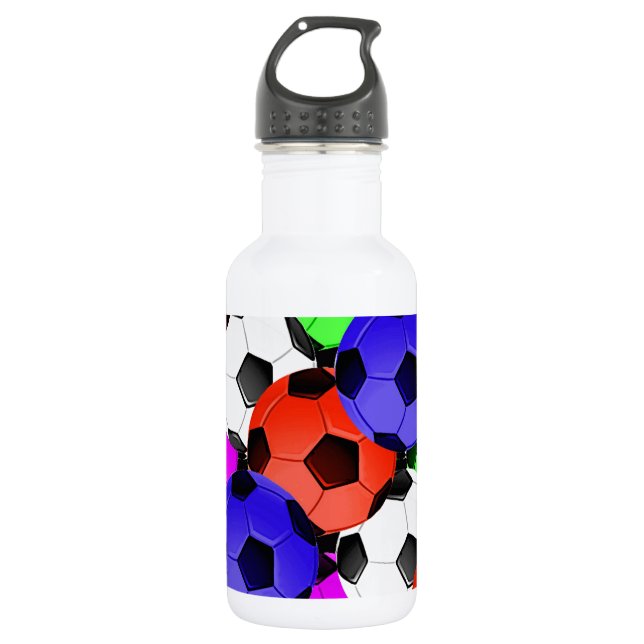 Mehrfarbiger American Soccer oder Football Trinkflasche (Vorderseite)