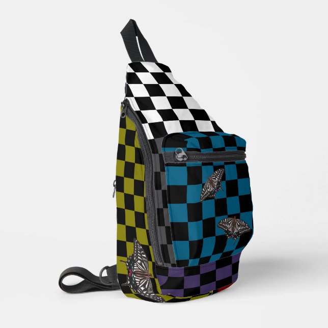 Mehrfarbiger Checkered Backpack HAMbyWG Crossbody Bag (Linke Seite)