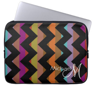 Mehrfarbiger Chevron-Zickzack-Einzelname 5 Laptopschutzhülle