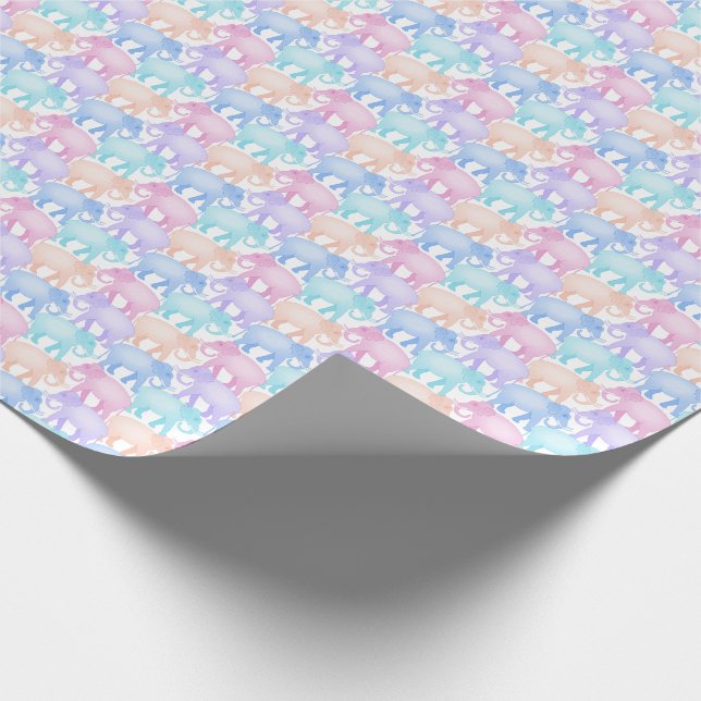 Mehrfarbiger Elefant-Babyparty-Kindergeburtstag Geschenkpapier (Ecke)