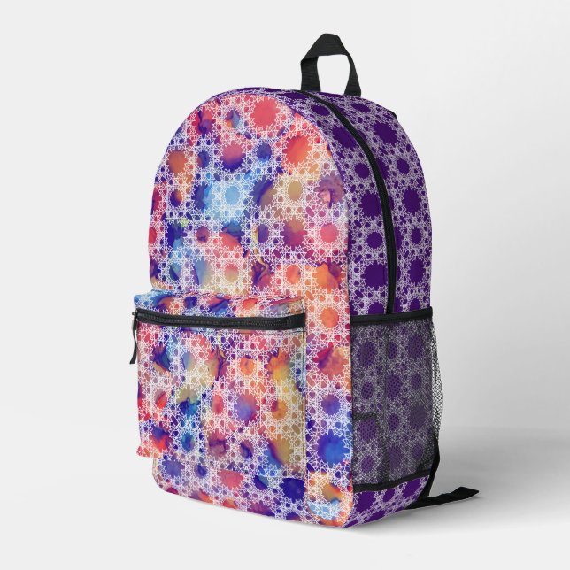 mehrfarbiger geometrischer Rucksack von Joya Eve (Rückseitige Ecke Rechts)