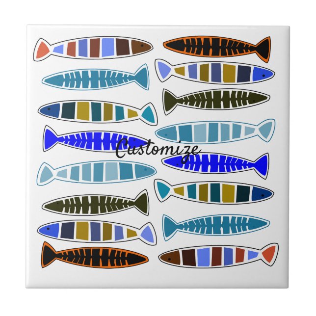 mehrfarbiger gestreifter Fisch Thunder_Cove Fliese (Vorderseite)