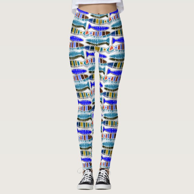 mehrfarbiger gestreifter Fisch Thunder_Cove Leggings (Vorderseite)