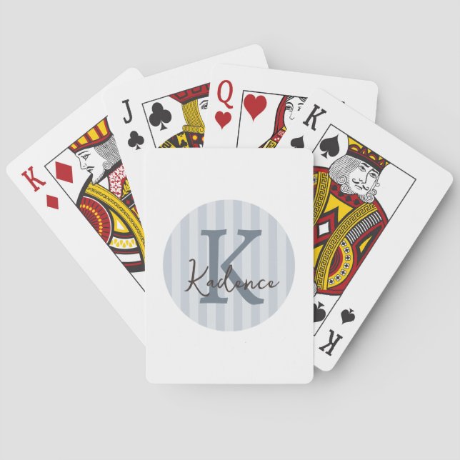 Mehrfarbiger gestreifter Kreis Monogramm Spielkarten (Rückseite)