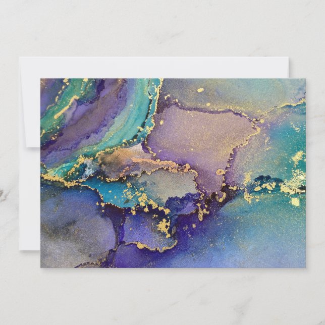 Mehrfarbiger Goldalkohol Tinte Abstrakte Kunst Dankeskarte (Vorderseite)