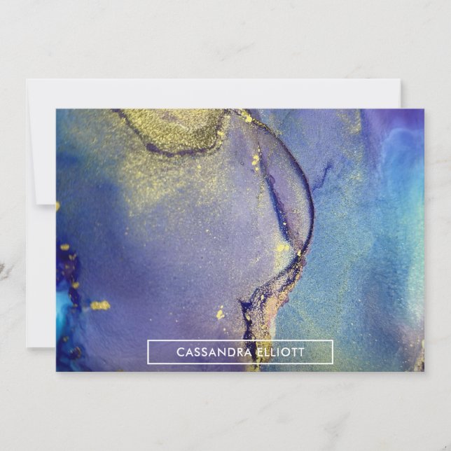 Mehrfarbiger Goldalkohol Tinte Abstrakte Kunst Dankeskarte (Vorderseite)