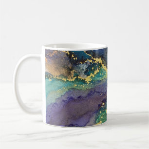 Mehrfarbiger Goldalkohol Tinte Abstrakte Kunst Kaffeetasse