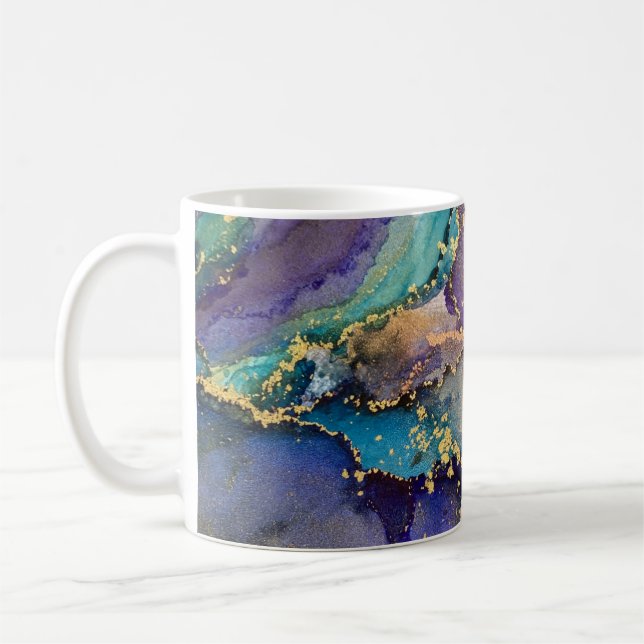 Mehrfarbiger Goldalkohol Tinte Abstrakte Kunst Kaffeetasse (Links)