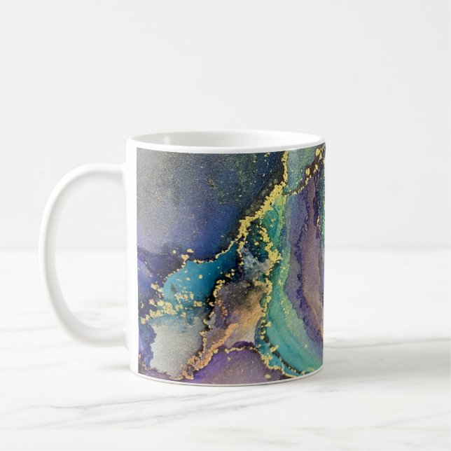 Mehrfarbiger Goldalkohol Tinte Abstrakte Kunst Kaffeetasse (Links)