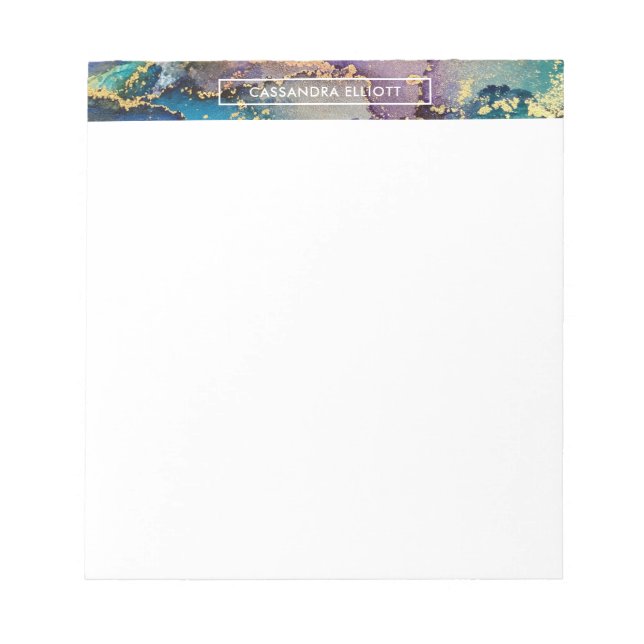 Mehrfarbiger Goldalkohol Tinte Abstrakte Kunst Notizblock (Vorderseite)