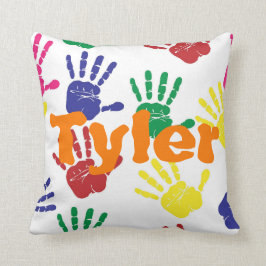 Mehrfarbiger handprint Kinder personalisiert Kissen