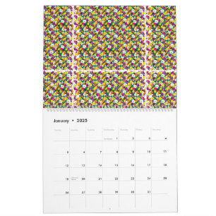 mehrfarbiger Hintergrund mit Quadraten und Punkten Kalender