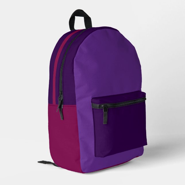 Mehrfarbiger lila Rucksack (Rückseitige Ecke links)