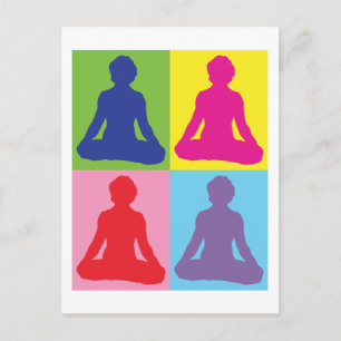 Mehrfarbiger Lotus Pose Yoga Postkarte