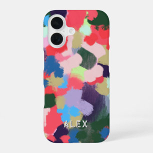 Mehrfarbiger moderner personalisierter Name Blau G iPhone 16 Hülle
