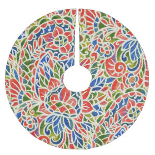Mehrfarbiger Paisley-Druck Batik-Muster Polyester Weihnachtsbaumdecke