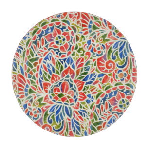 Mehrfarbiger Paisley-Druck Batik-Muster Schneidebrett