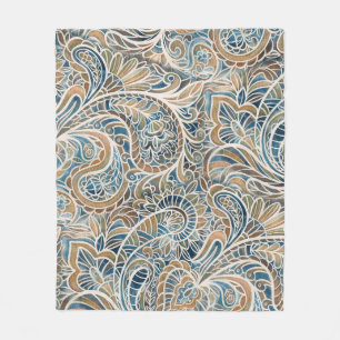 Mehrfarbiger Paisley-Handdruck Fleecedecke