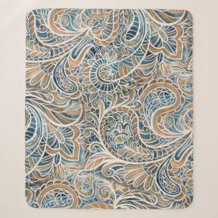 Mehrfarbiger Paisley-Handdruck Sherpadecke