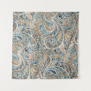Mehrfarbiger Paisley-Handdruck Wandteppich