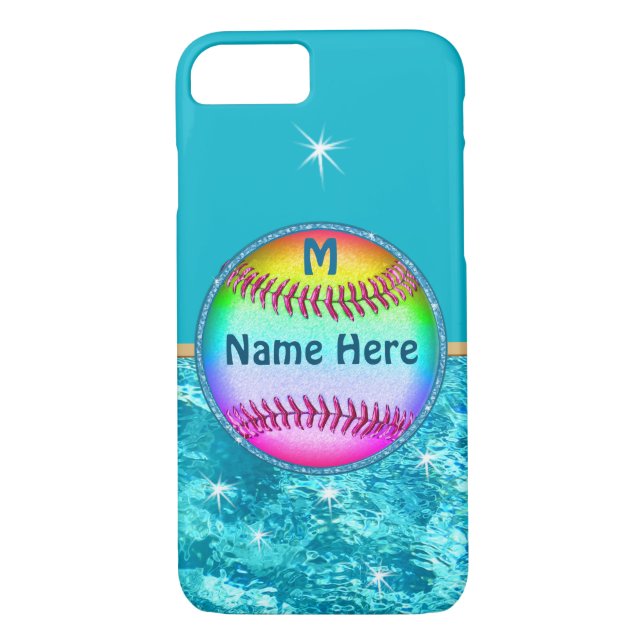 Mehrfarbiger PERSONALISIERTER Softball iPhone 7 Case-Mate iPhone Hülle (Rückseite)