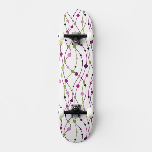 Mehrfarbiger Punkthintergrund Skateboard (Vorderseite)