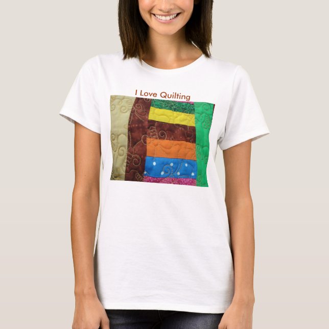 Mehrfarbiger Quilt-Block, I-Liebe-Quilting T-Shirt (Vorderseite)