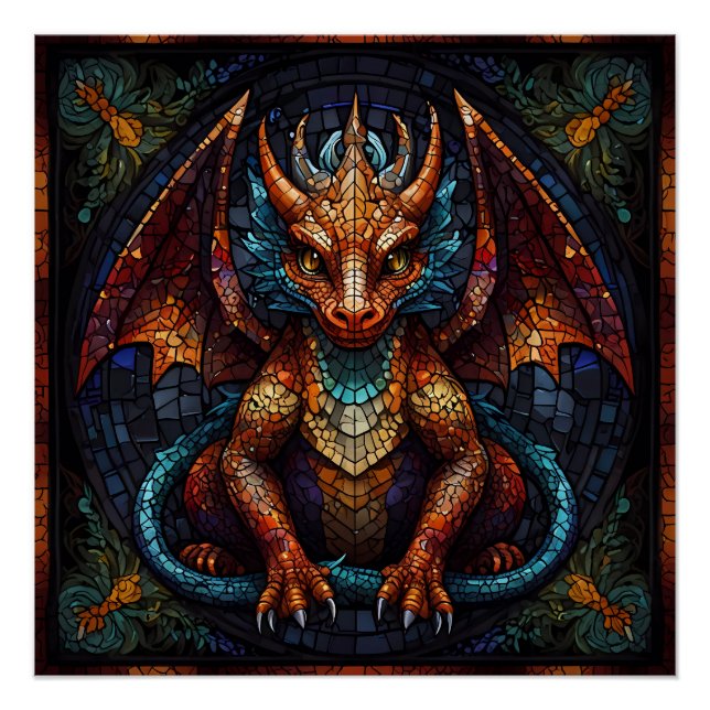 Mehrfarbiger Regenbogen-Drache Poster (Vorderseite)