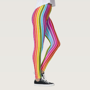 Mehrfarbiger Regenbogen senkrechte Streifen Leggings