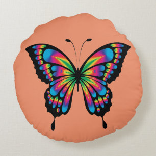 Mehrfarbiger Schmetterling Rundes Kissen