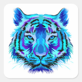 Mehrfarbiger Tigerentwurf Quadratischer Aufkleber