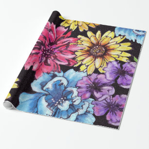 Mehrfarbiger Watercolor-Blumenblumenstrauß Geschenkpapier