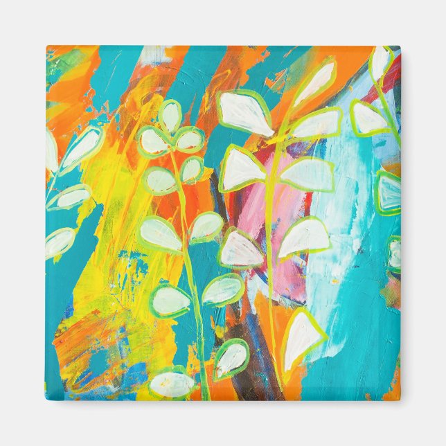 mehrfarbiges Abstraktes Acrylgemälde Magnet (Vorne)