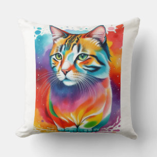 Mehrfarbiges Abstraktes Chat-Artwork Kissen