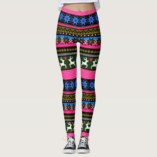 Mehrfarbiges angemessenes Insel-Muster Leggings (Vorderseite)