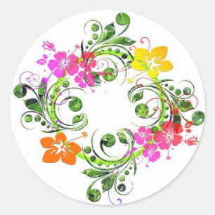 Mehrfarbiges Blumendesign Runder Aufkleber