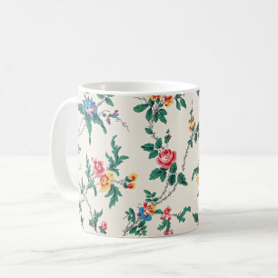 Mehrfarbiges Blumenmuster auf Weiß Kaffeetasse
