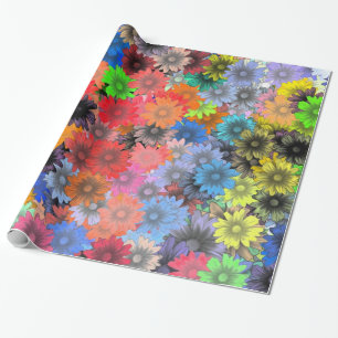 mehrfarbiges Blumenmuster Geschenkpapier