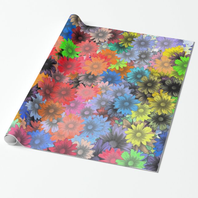 mehrfarbiges Blumenmuster Geschenkpapier (Ungerollt)