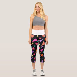 Mehrfarbiges Dreiecks geometrisches Muster Capri Leggings