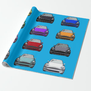 Mehrfarbiges Elektrofahrzeug SUV Auto blau Geschenkpapier