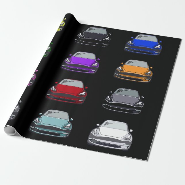 Mehrfarbiges Elektrofahrzeug SUV Auto schwarz Geschenkpapier (Ungerollt)