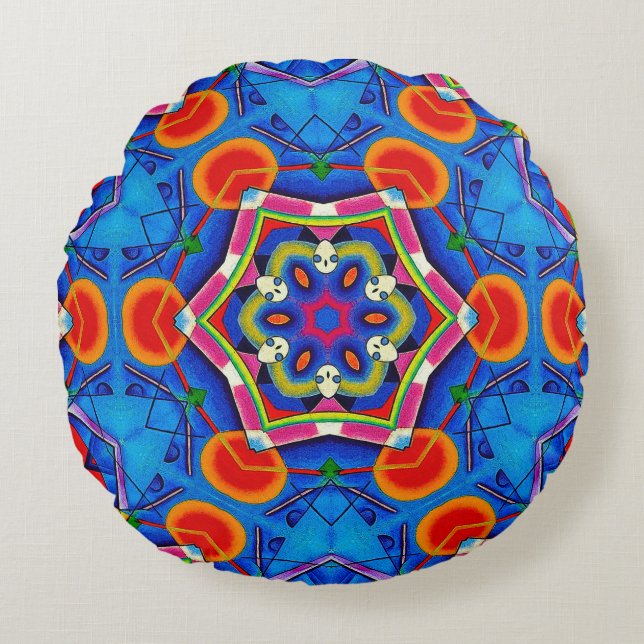 Mehrfarbiges Farböllackkaleidoskop Rundes Kissen (Vorderseite)